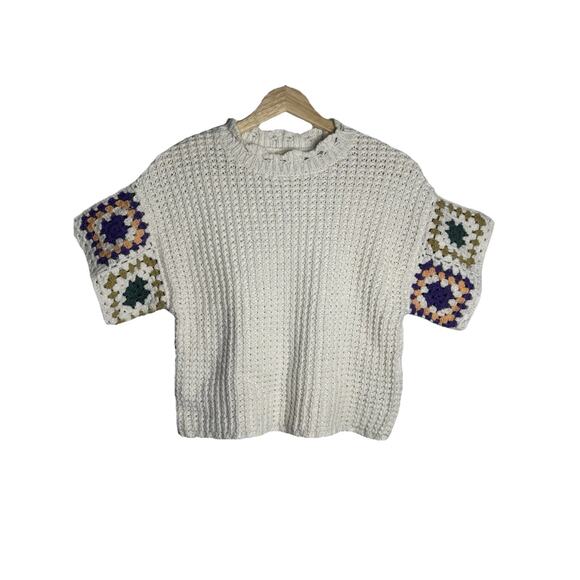 Universal Thread Granny Square Top Womens Sz M Crochet Grannycore Patchwork - Picture 1 of 9